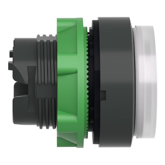 Picture of Head for illuminated push button, Harmony XB5, plastic, white projecting, 22mm, universal LED, push-push, unmarked