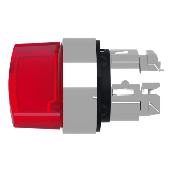 Picture of Head for illuminated selector switch, Harmony XB4, metal, red handle, 22mm, universal LED, 2 positions, stay put