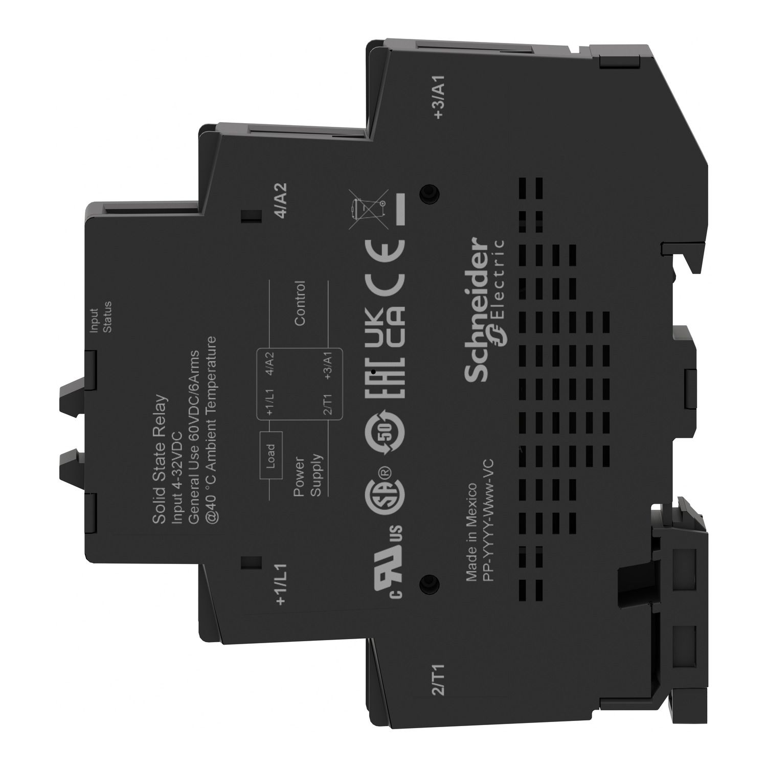 Picture of Solid state modular relay, Harmony Solid State Relays, 6A, DIN rail mount, zero voltage switching, input 18…36V AC, output 24...280V AC