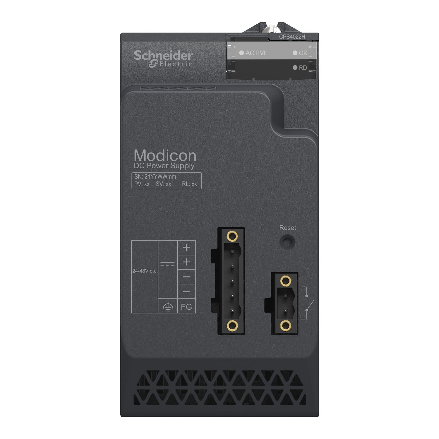 Picture of redundant power supply module, Modicon X80, 24 to 48V DC, for severe environment