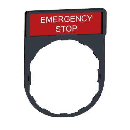 Picture of Legend holder, Harmony XB4, 30 x 40mm, plastic, 8 x 27mm legend, white marked EMERGENCY STOP