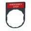Picture of Legend holder, Harmony XB4, 30 x 40mm, plastic, 8 x 27mm legend, white marked EMERGENCY STOP