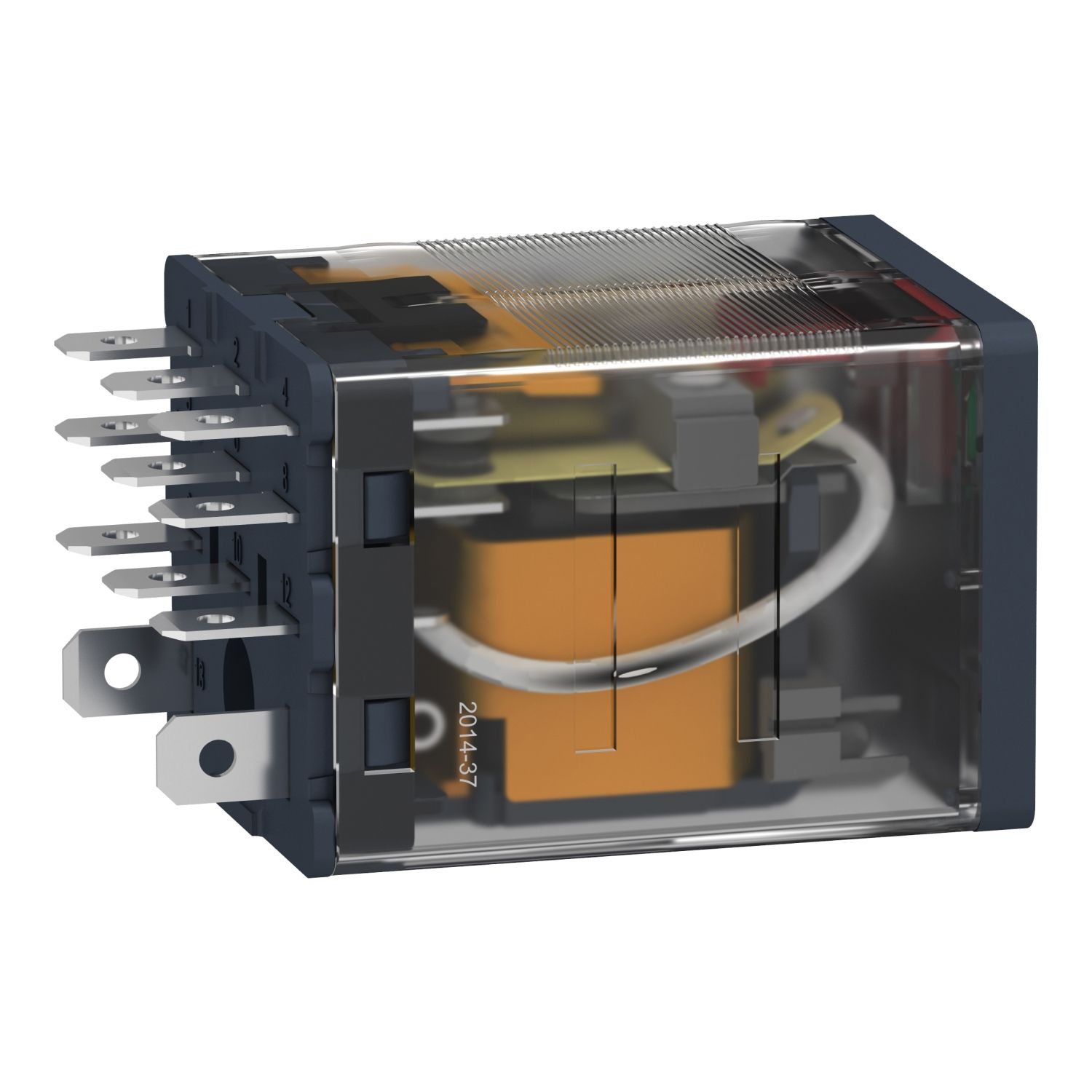 Picture of plug-in relay, Harmony electromechanical relays, 15A, 3CO, with LED, lockable test button, 230V AC