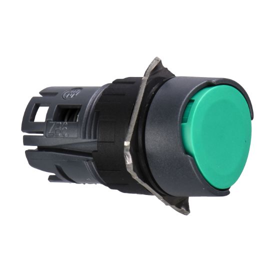 Picture of Head for non illuminated push button, Harmony XB6, green flush, 16mm, integral LED, spring return, unmarked