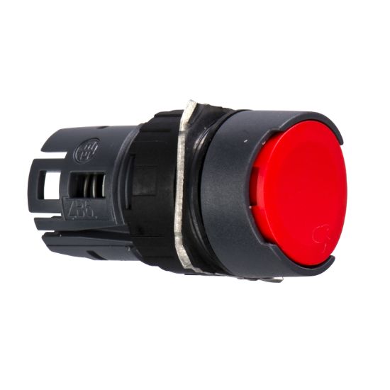 Picture of Head for non illuminated push button, Harmony XB6, red flush, 16mm, integral LED, spring return, unmarked