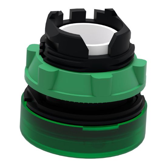 Picture of Head for Pilot light, Harmony XB5, plastic, green, 22mm, universal LED, plain lens