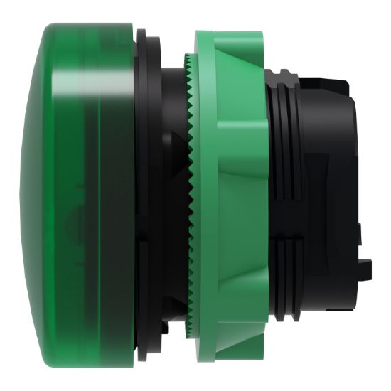 Picture of Head for Pilot light, Harmony XB5, plastic, green, 22mm, universal LED, plain lens
