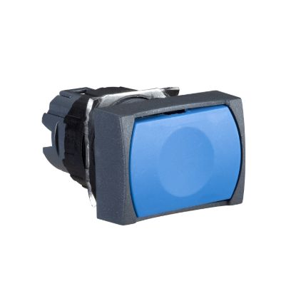 Picture of Head for non illuminated push button, Harmony XB6, blue rectang flush pushbutton Ø 16 spring return unmarked