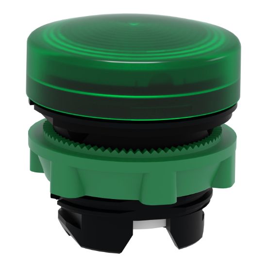 Picture of Head for pilot light, Harmony XB5, green, 22mm, with grooved lens, universal LED