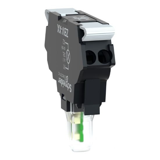 Picture of Light block for head 22mm, Harmony XB4, blue, integral LED, spring clamp terminal, 24V AC DC