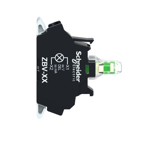 Picture of Light block for head 22mm, Harmony XB4, blue, integral LED, spring clamp terminal, 24V AC DC