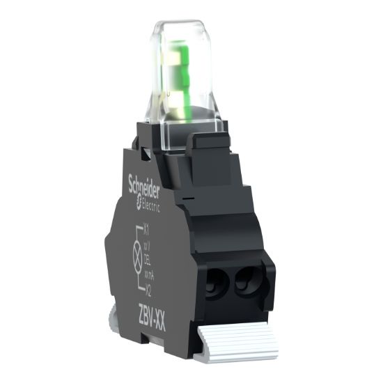 Picture of Light block for head 22mm, Harmony XB4, red, integral LED, spring clamp terminal, 110â€¦120V AC