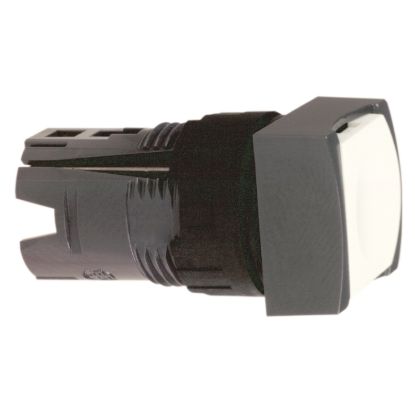 Picture of white square flush pushbutton head 16mm spring return unmarked