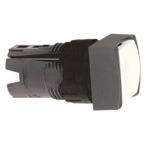 Picture of white square flush pushbutton head 16mm spring return unmarked