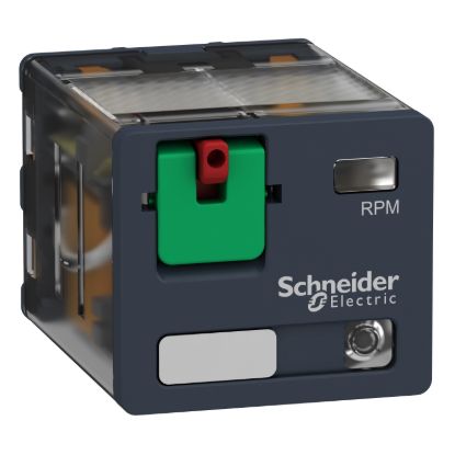 Picture of plug-in relay, Harmony electromechanical relays, 15A, 3CO, with LED, lockable test button, 24V AC