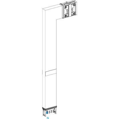 Picture of Elbow, Canalis KSA250, Alu, 100/160/250A, side B made to measure with fire barrier, to go downward, 3L+N+PE, RAL9001