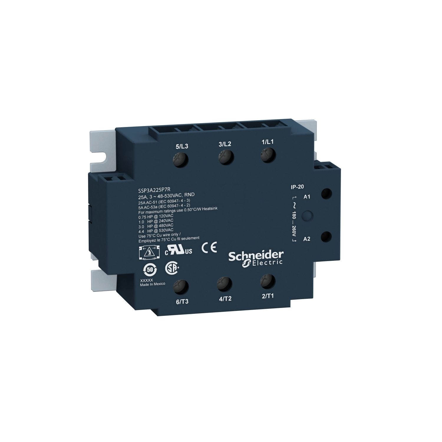 Picture of Solid state relay, Harmony Solid State Relays, 50A, panel mount, zero voltage switching, input 18…36V AC, output 48…530V AC