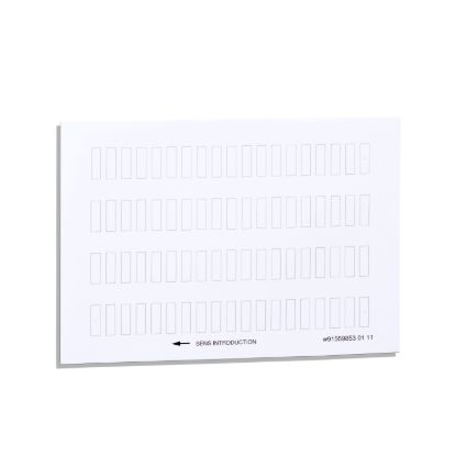 Picture of sheet of 66 unmarked legends for rectangular illuminated pushbuttons