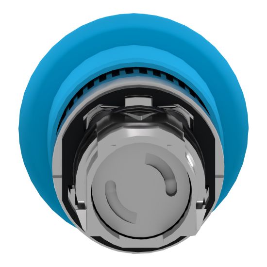 Picture of Head for non illuminated push button, Harmony XB4, blue mushroom 40mm, 22mm, latching, push-pull to release, unmarked