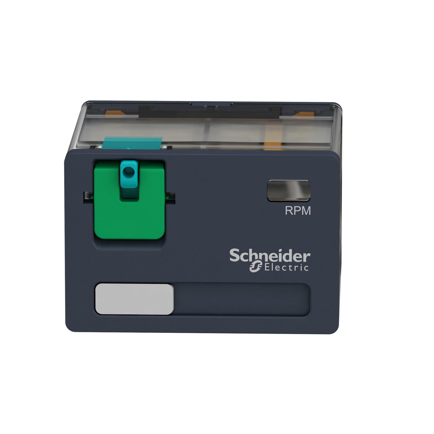 Picture of plug-in relay, Harmony electromechanical relays,  15A, 4CO, lockable test button, 24V DC