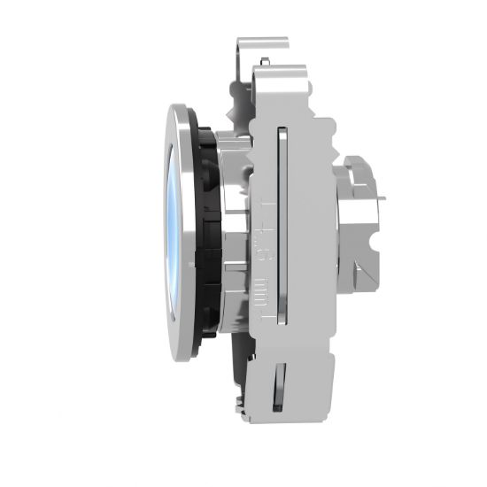 Picture of Head for pilot light, Harmony XB4, metal, blue flush mounted, 30mm, universal LED, plain lens