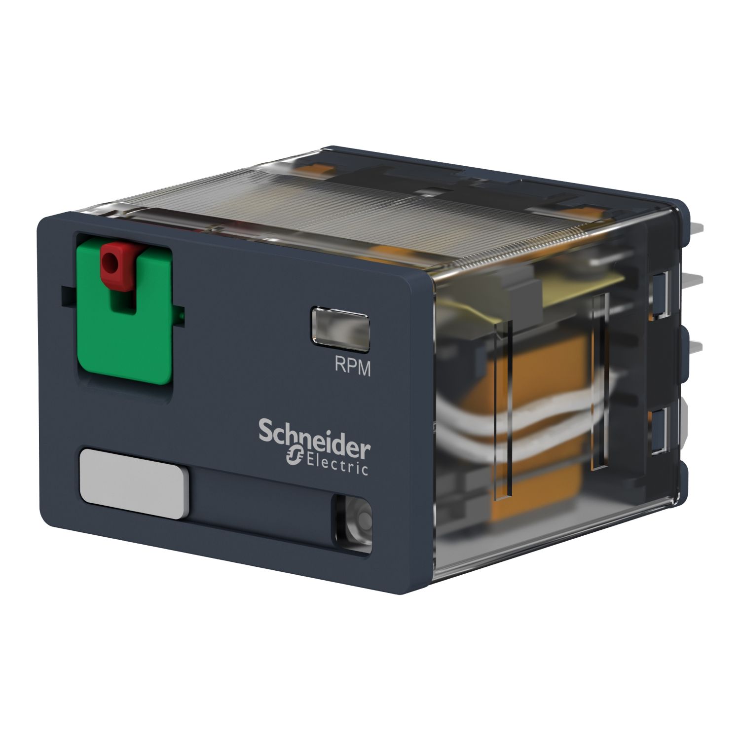 Picture of plug-in relay, Harmony electromechanical relays, 15A, 4CO, with LED, lockable test button, 24V AC