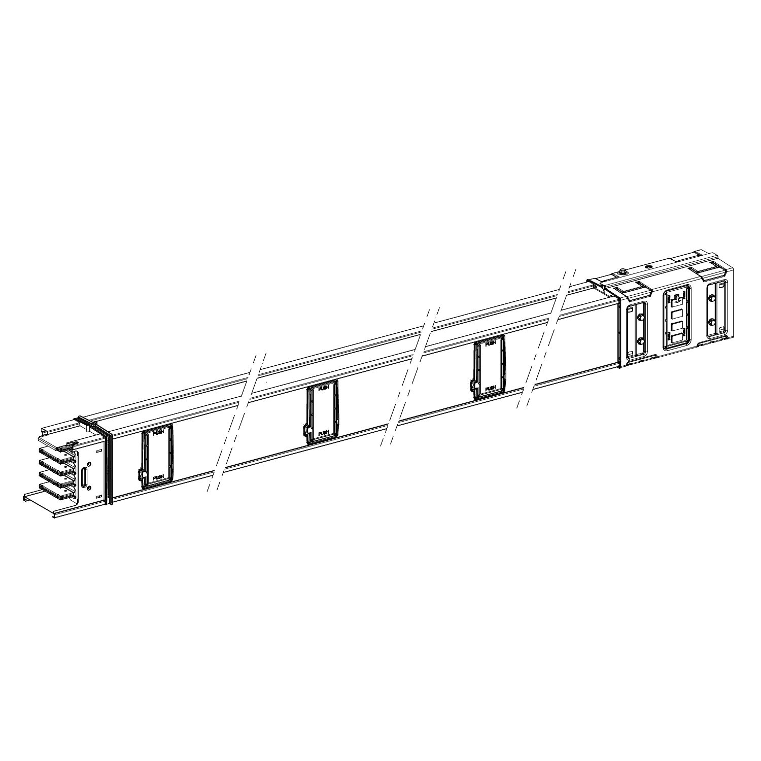 Picture of Horizontal distribution length, Canalis KSA800, aluminium, 800A, fixed length 3m, 6 outlets, 3L+N+PE, white RAL9001