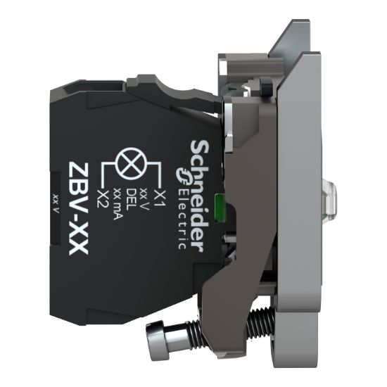 Picture of Light block with body fixing collar, Harmony XB4, metal, orange, integral LED, 24…120V AC DC