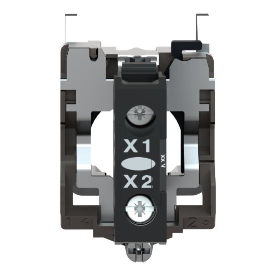 Picture of Light block with body fixing collar, Harmony XB4, metal, blue, integral LED, 12V AC DC