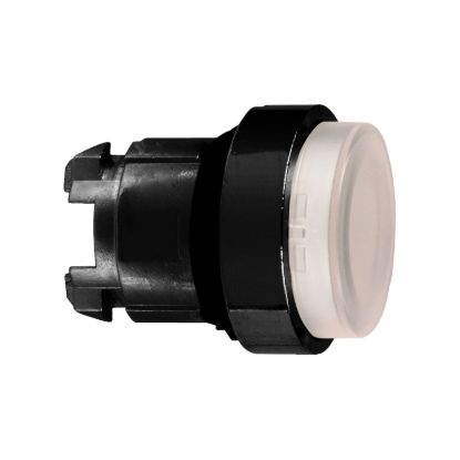 Picture of white projecting illuminated pushbutton head Ø22 spring return for integral LED