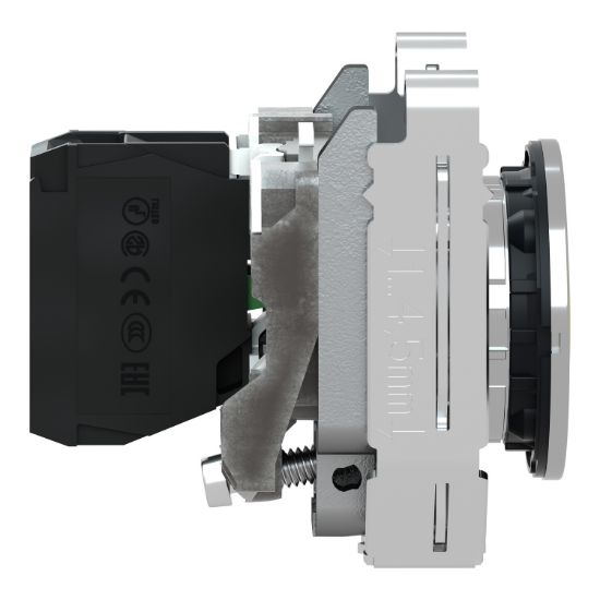 Picture of Push button flush mounted, Harmony XB4, metal, yellow, 30mm, spring return, unmarked, 1NC