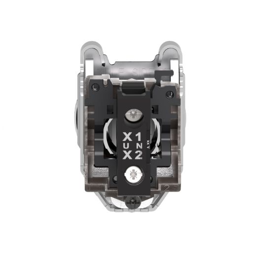 Picture of Pilot light, Harmony XB4,metal, green flush mounted, 30mm, universal LED, plain lens, 24V AC DC