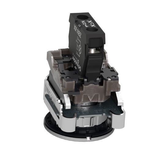 Picture of Pilot light, Harmony XB4,metal, green flush mounted, 30mm, universal LED, plain lens, 24V AC DC