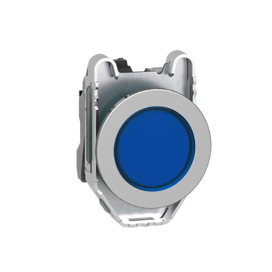 Picture of Pilot light, Harmony XB4,metal, blue flush mounted, 30mm, universal LED, plain lens, 24V AC DC