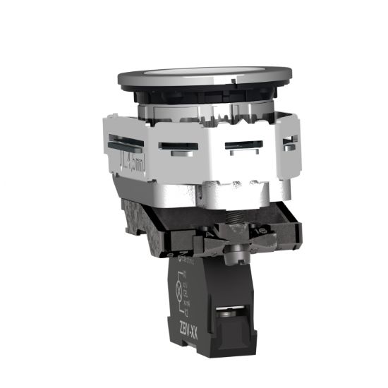 Picture of Pilot light, Harmony XB4,metal, white flush mounted, 30mm, universal LED, plain lens, 110...120V AC