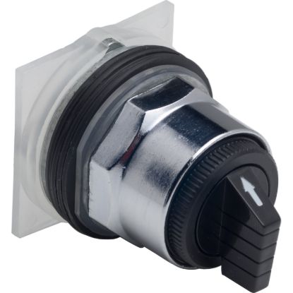 Picture of Selector switch head, Harmony 9001K, metal, standard handle, black, 30mm, 3 positions, stay put