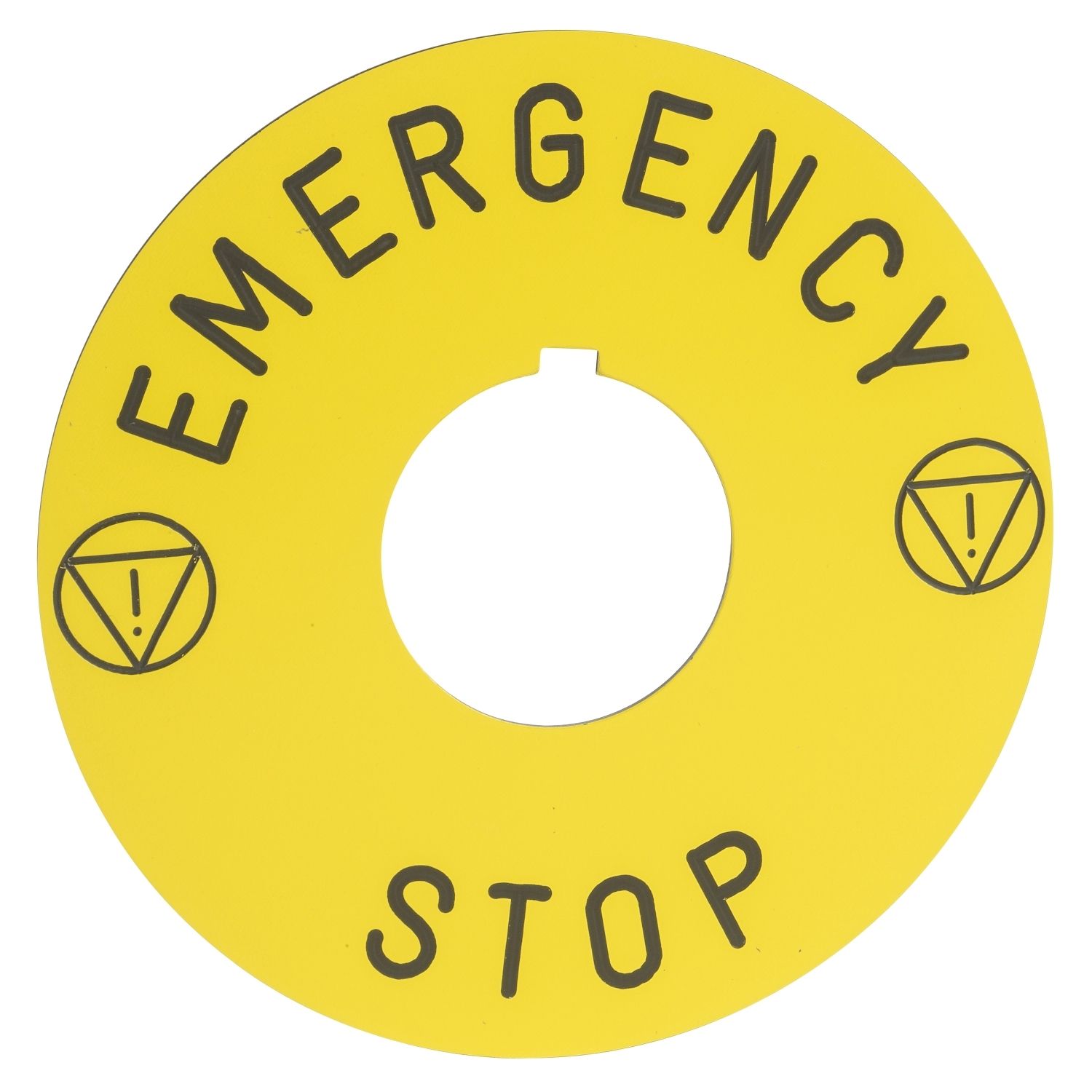 Picture of Legend, Harmony 9001K, Harmony 9001SK, 30mm, aluminium, yellow with black letters, 90mm circular for emergency stop, marking EMERGENCY STOP