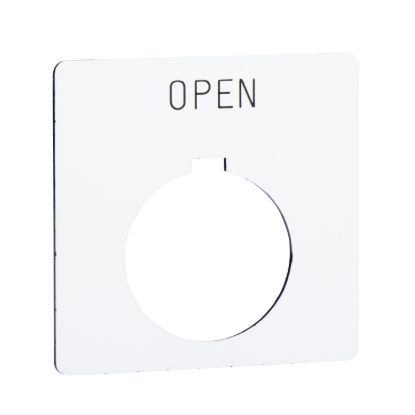 Picture of Legend, Harmony 9001K, Harmony 9001SK, 30mm, plastic, white with black letters, 57mm square, marking OPEN