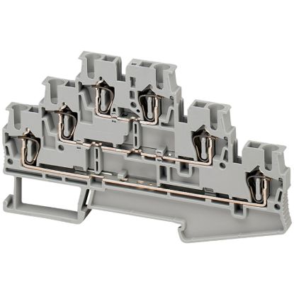 Picture of Terminal block, Linergy TR, spring type, feed through, 3 levels connected, 6 points, 2.5mm², grey, set of 50