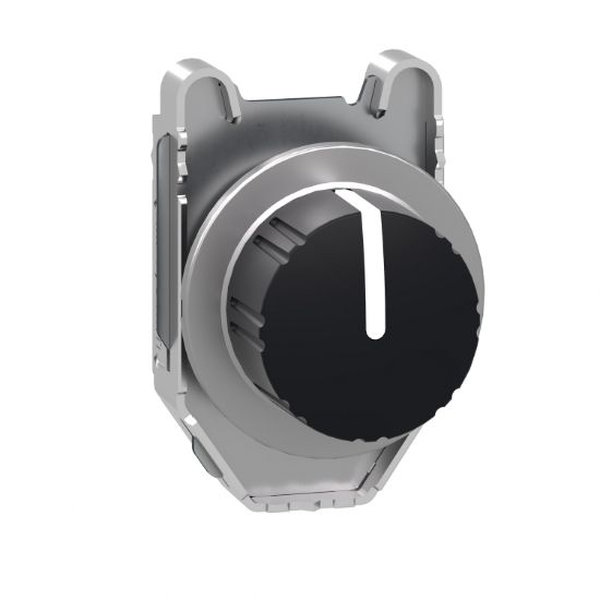 Picture of Head for selector switch, Harmony XB4, chromium, black knurled knob, flush, 30mm, 3 positions, stay put