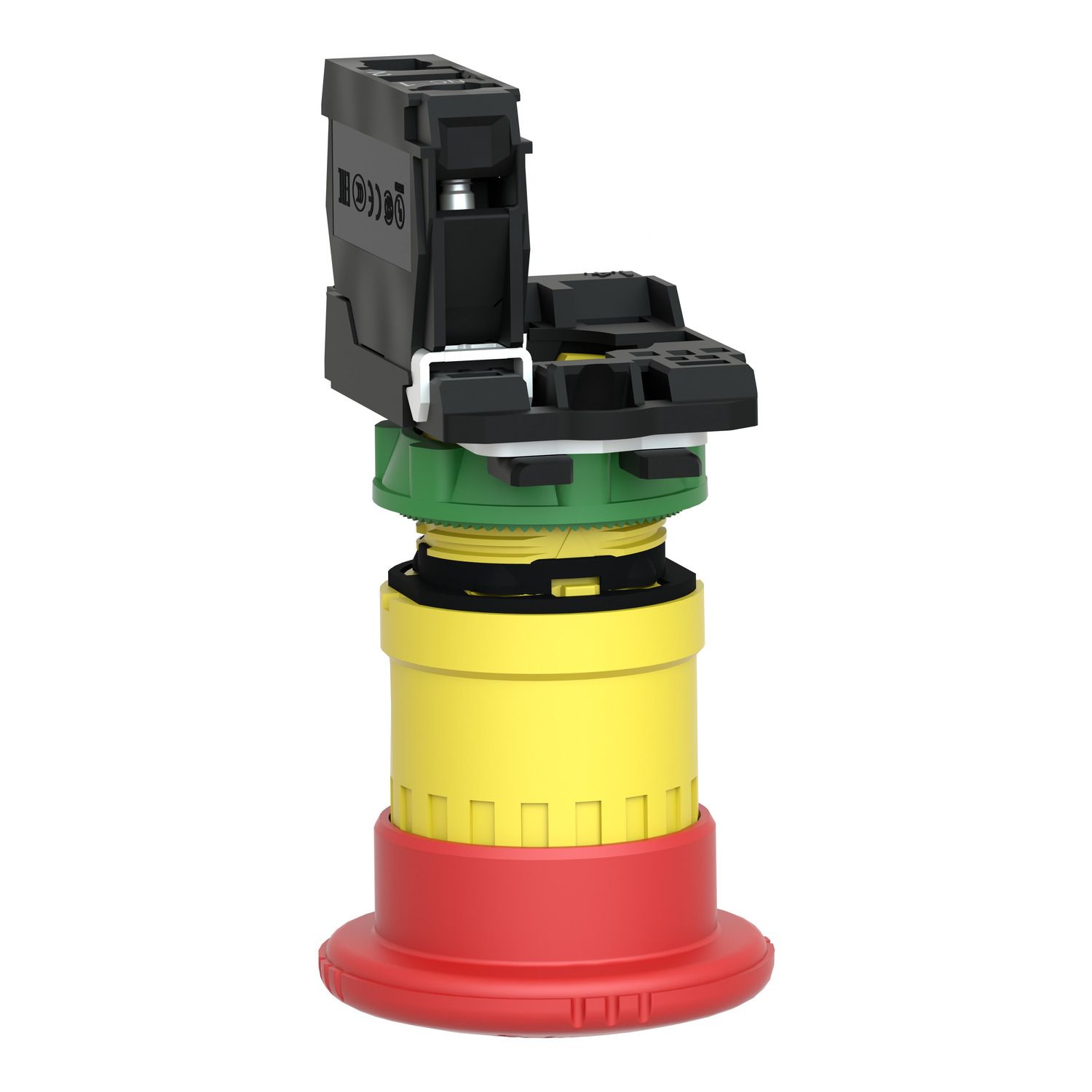 Picture of Emergency stop switching off, Harmony XB5, plastic, red mushroom 40mm, 22mm, trigger latching turn to release, 1NC