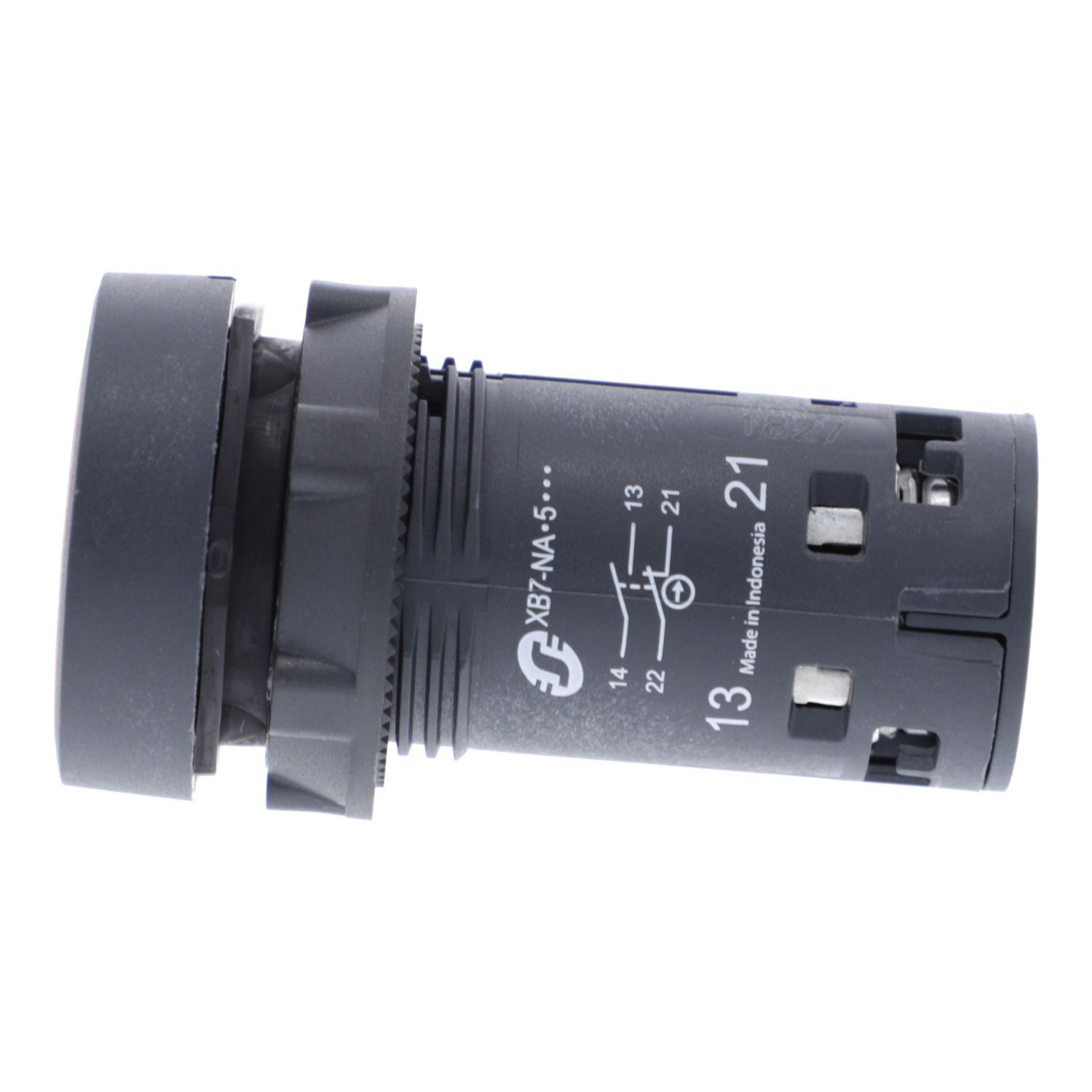 Picture of Monolithic push button, Harmony XB7, plastic, red, 22mm, spring return, unmarked, 1NO+1NC