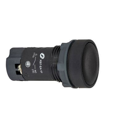 Picture of black flush pushbutton Ø22 - push push-to-release - 1 NO - screw clamp terminals