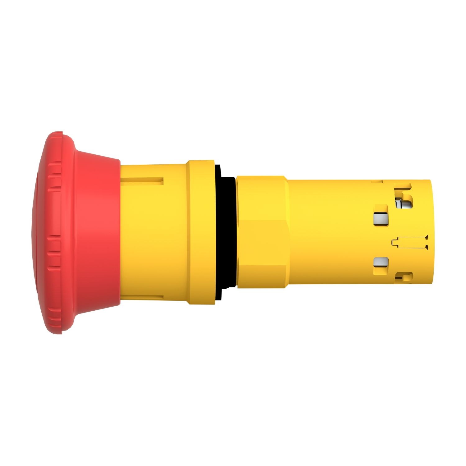 Picture of Monolithic emergency stop, Harmony XB7, plastic, red mushroom 40mm, 22mm, latching turn to release, 1NC