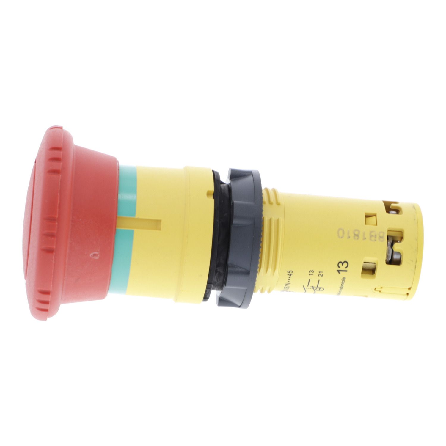 Picture of Monolithic emergency stop, Harmony XB7, plastic, red mushroom 40mm, 22mm, latching turn to release, 1NO+1NC