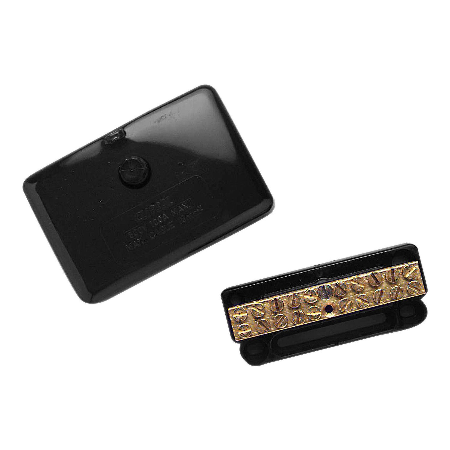 Picture of Mini Neutral link, Clipsal - Max 4, 100 A 500 V 10 hole with cover Black