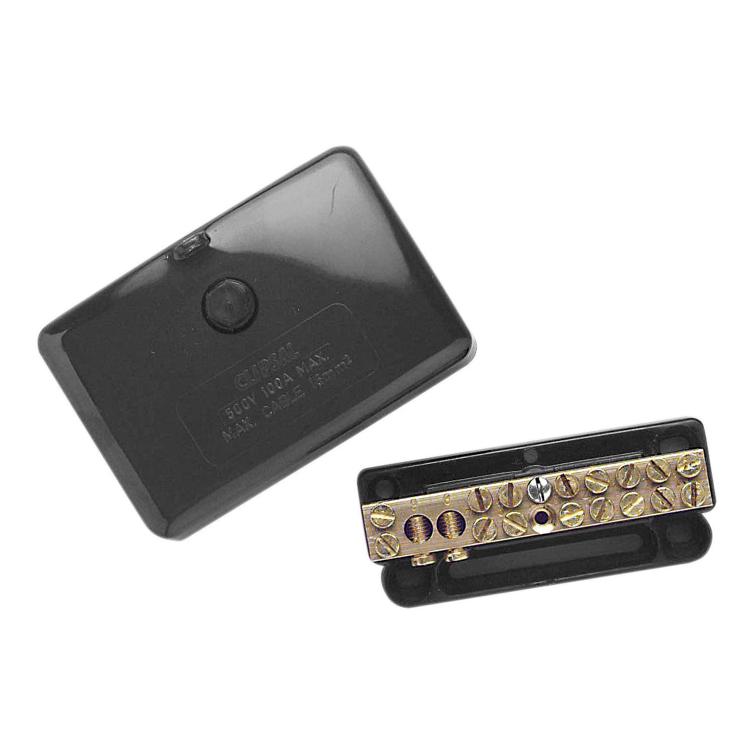 Picture of Mini Neutral link, Clipsal - Max 4, 100 A 500 V 10 hole with cover back wiring Black