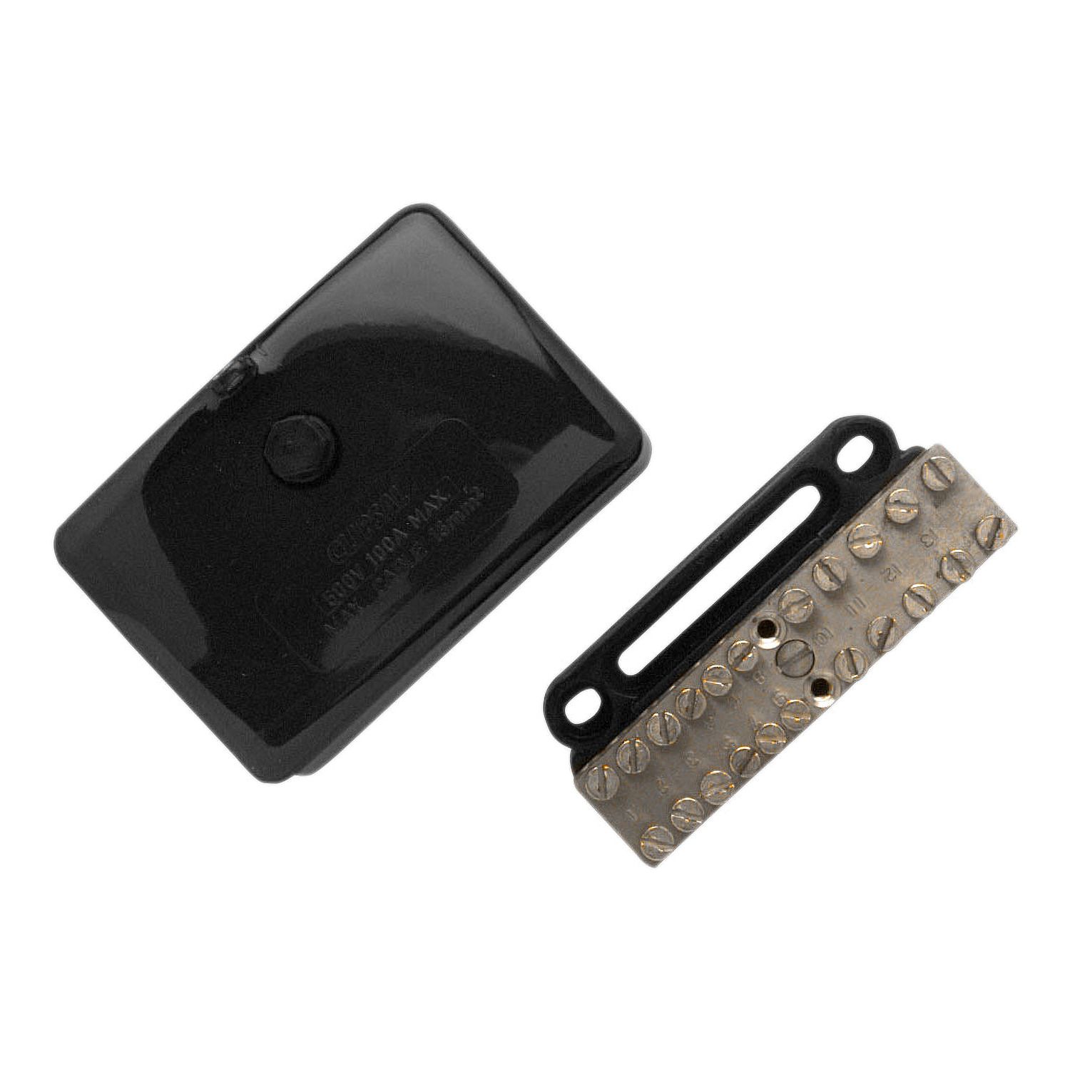 Picture of Mini Neutral link, Clipsal - Max 4, 100 A 500 V 14 hole with cover Black