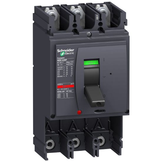 Picture of Circuit breaker basic frame, ComPact NSX630N, 50kA at 415VAC 50/60 Hz, 630A, without trip unit, 3 poles