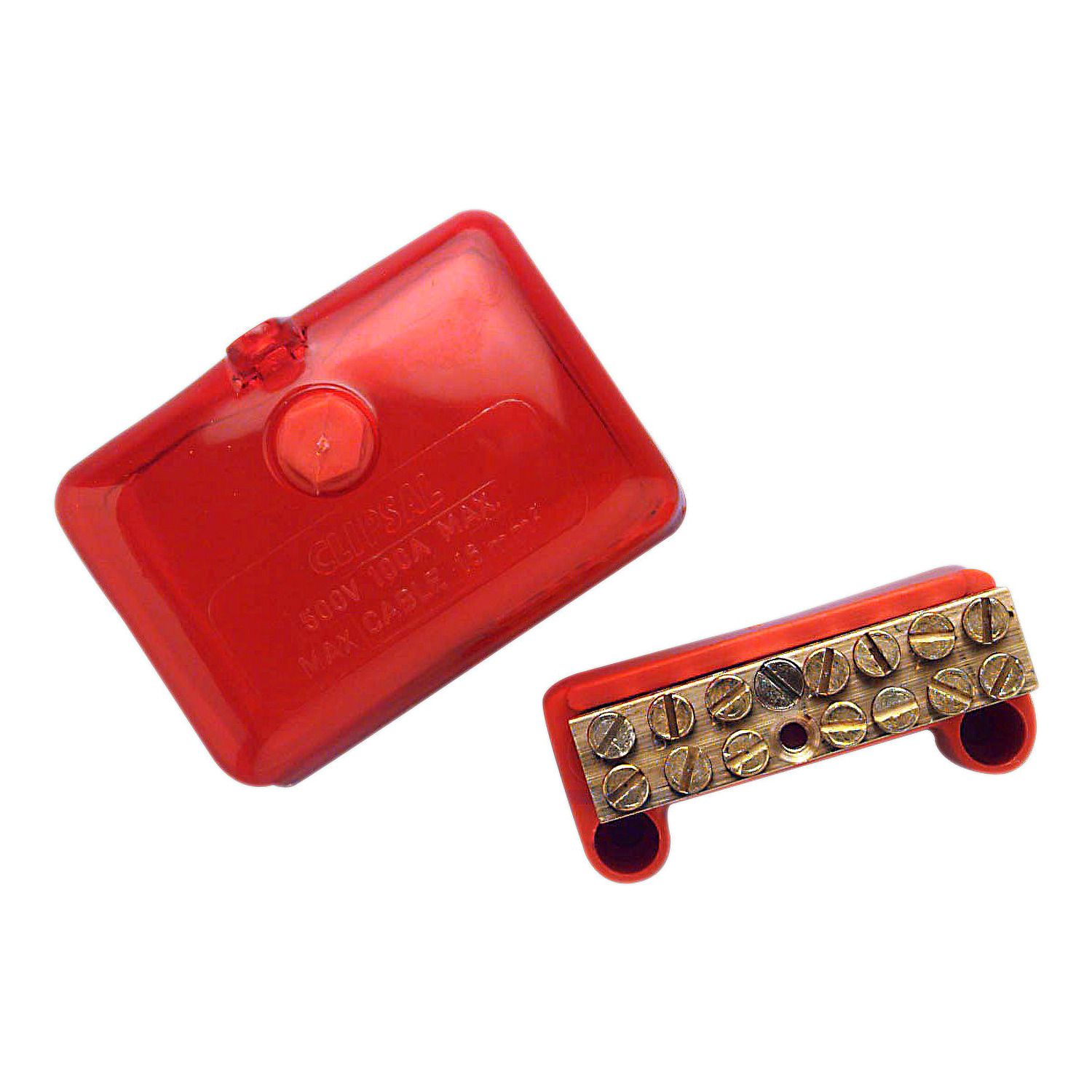 Picture of Mini Active link, Clipsal - Max 4, 100 A 500 V 7 hole with cover front wiring Red